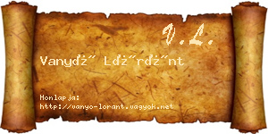 Vanyó Lóránt névjegykártya